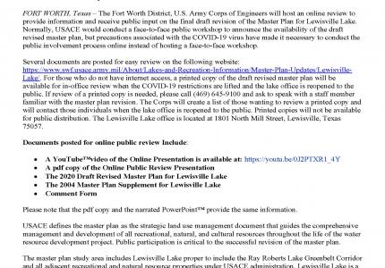 Lewisville Lake Master Plan Virtual Meeting